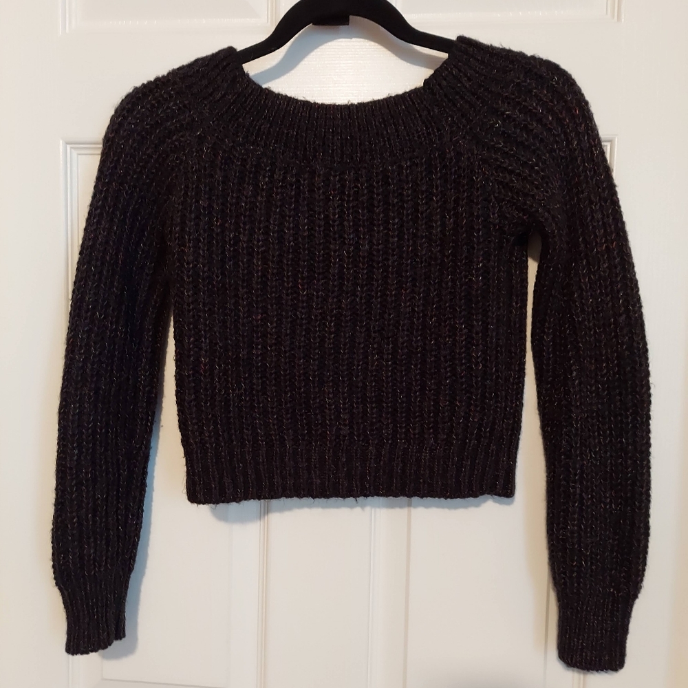 Forever 21 cropped black knit sweater